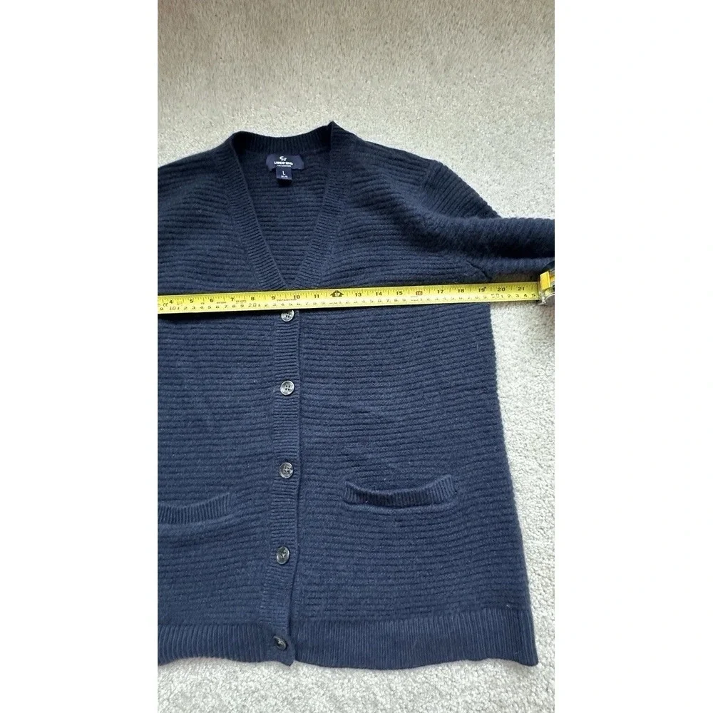 Lands' End Girls 100% Cashmere Cardigan Sweater Size L 14-16 Navy Blue